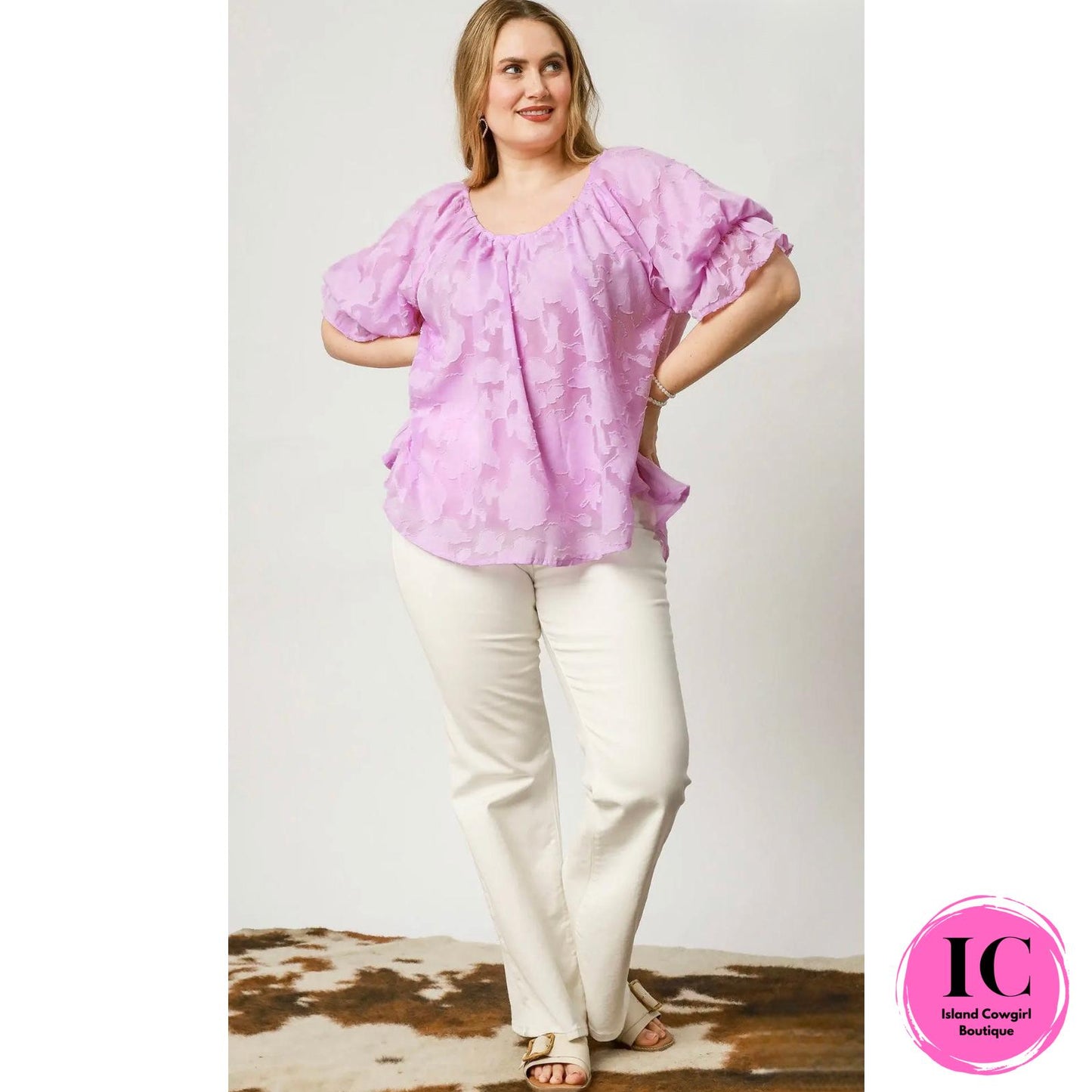 Curvy Girl Memory Lane Lavender Floral Blouse