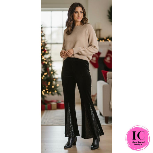 In Your Presence Black Velvet Pants