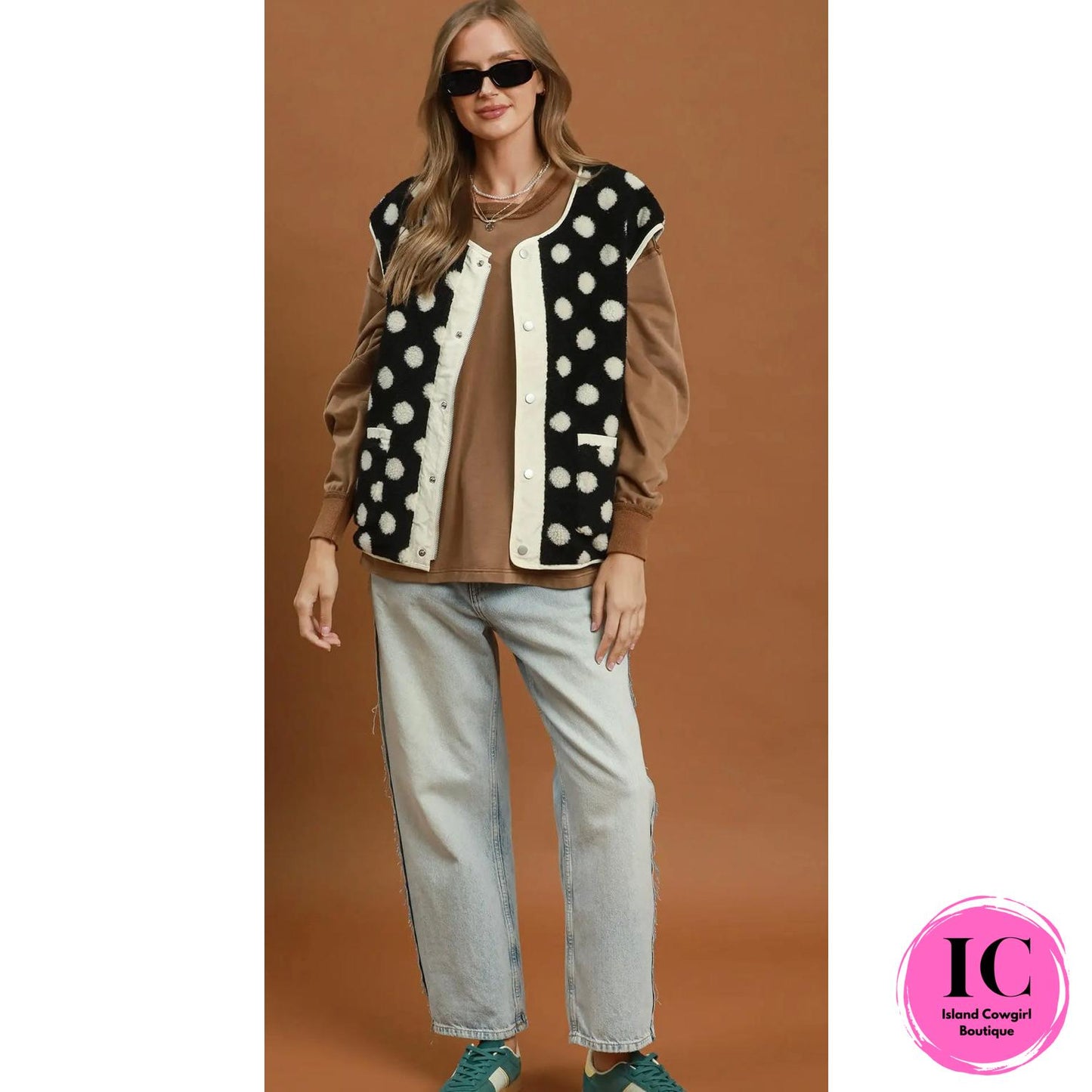 Daily Wear Polka-Dot Sherpa Vest