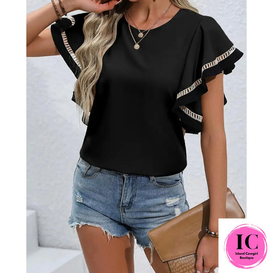 All I Ask Black Ruffled Top