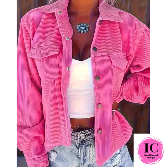 Talk About It Pink Corduroy Cropped Jacket