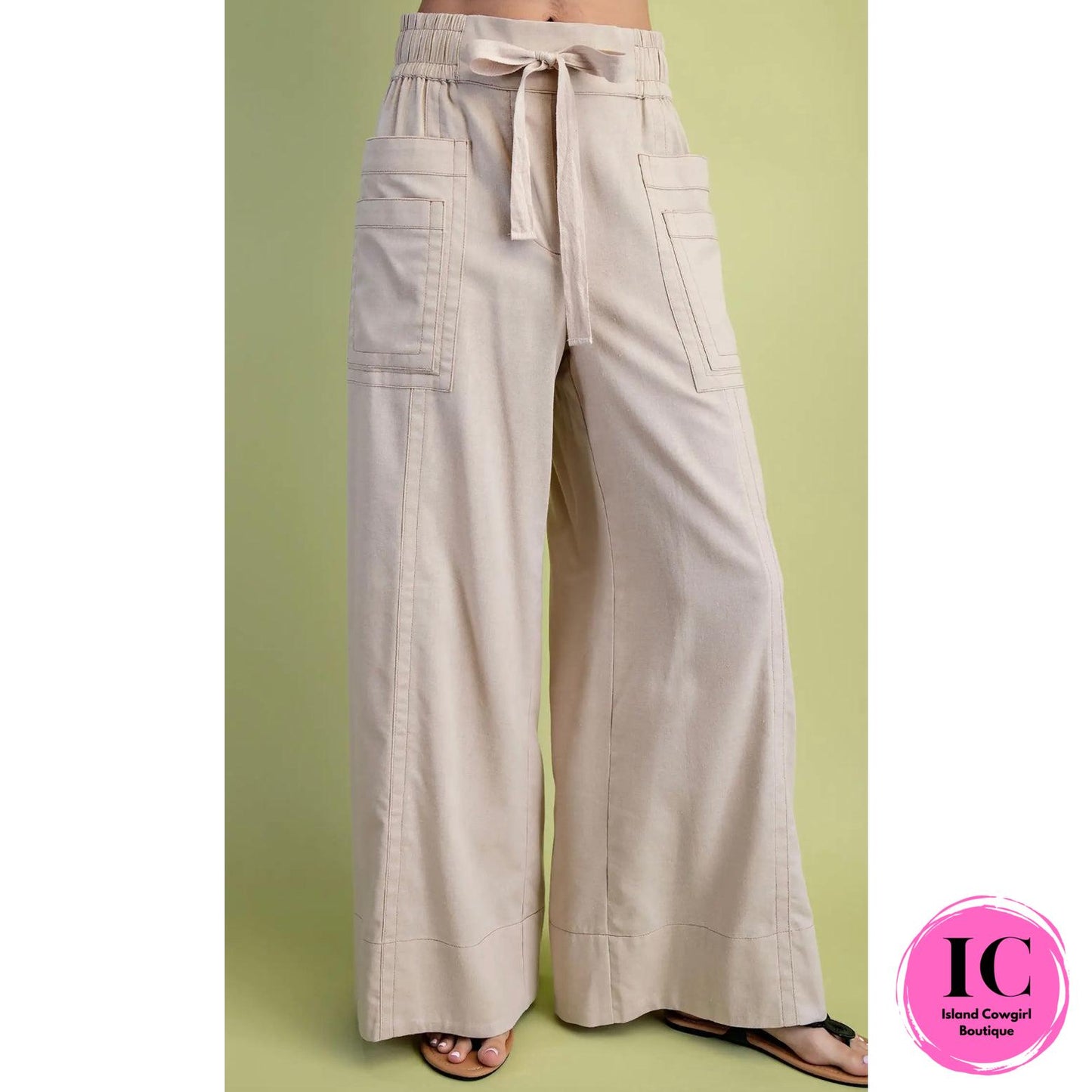 Start With You Wide Legs Stone Pants