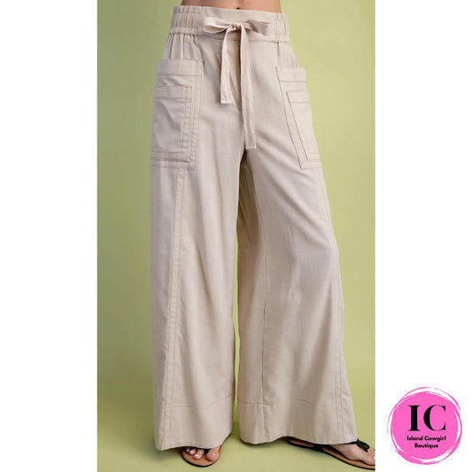 Start With You Wide Legs Stone Pants