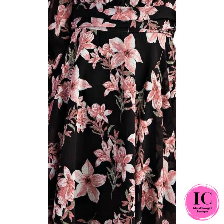 Daily Charm Black Floral Dress