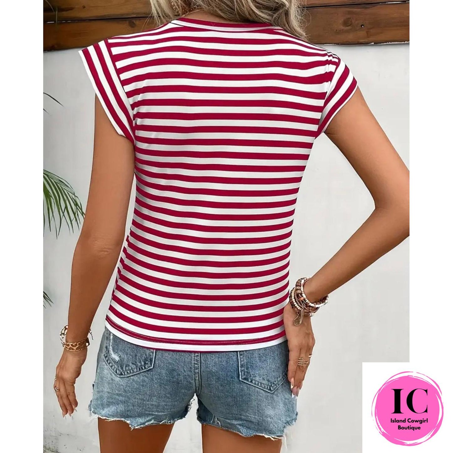 Keep An Eye Out Red Striped Blouse