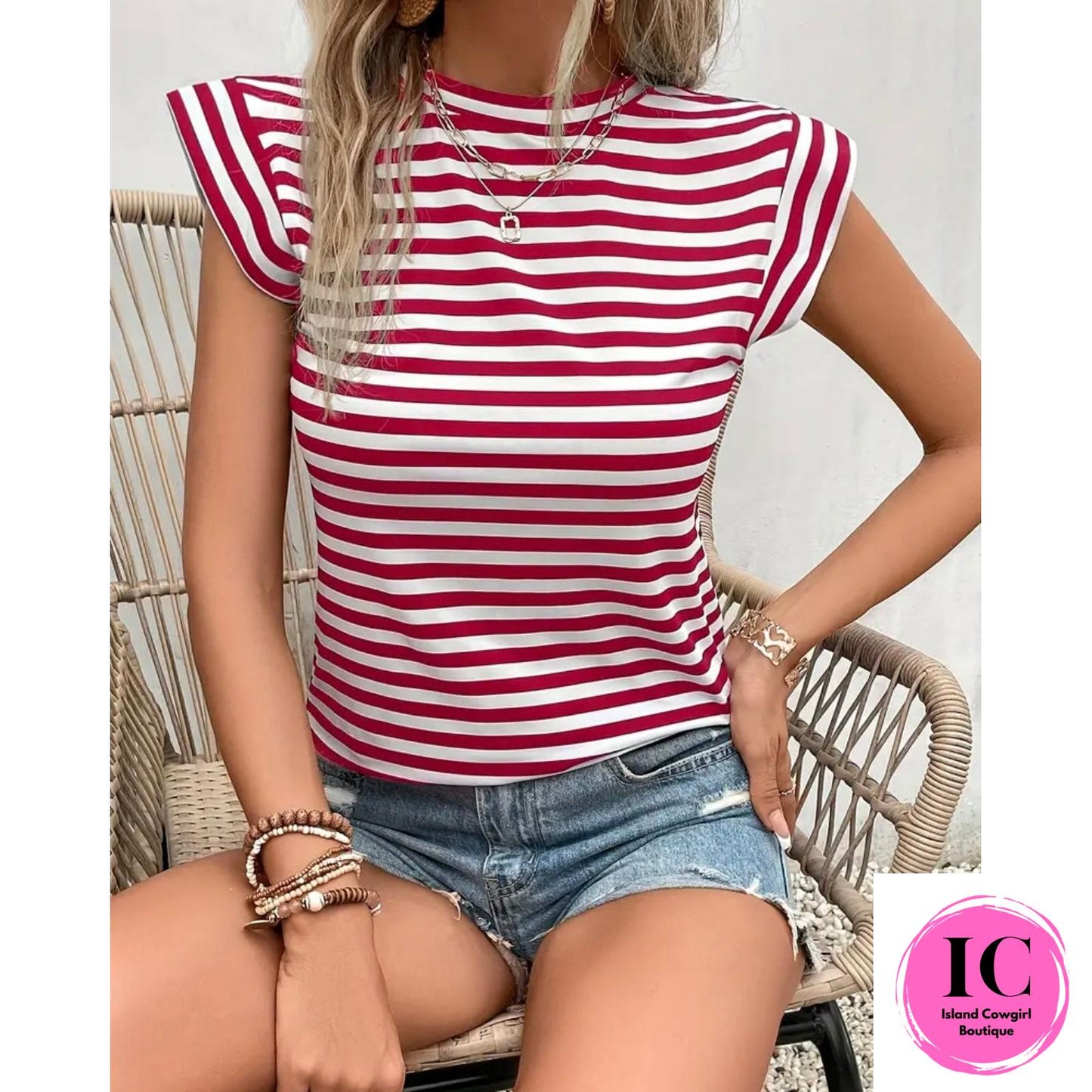 Keep An Eye Out Red Striped Blouse