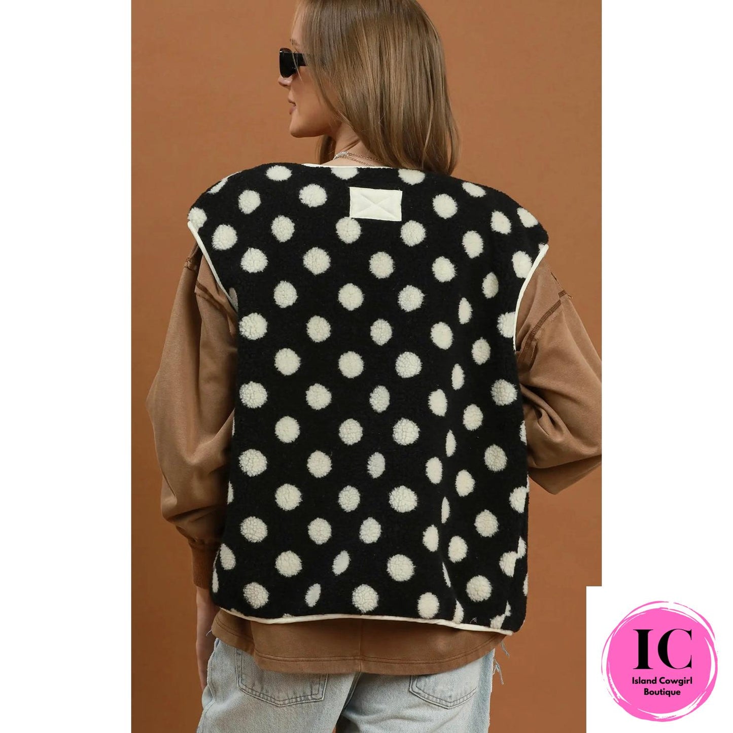 Daily Wear Polka-Dot Sherpa Vest