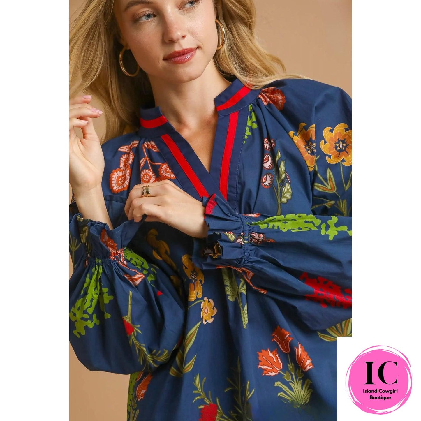 Playful With You Blue Floral Blouse