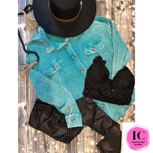 Making Promises Teal Shacket