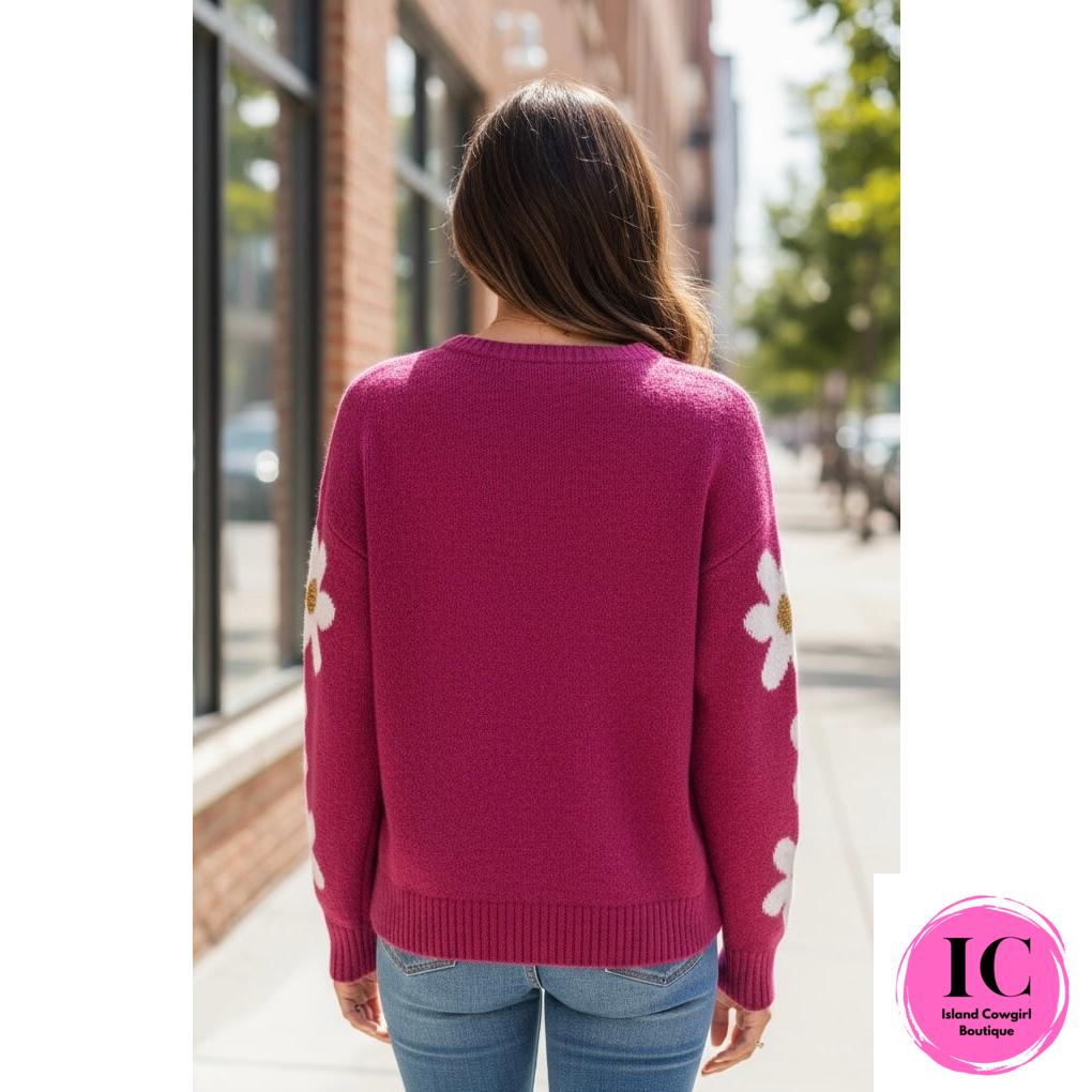 You're All I Want Pink Floral Sweater