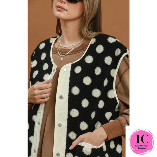 Daily Wear Polka-Dot Sherpa Vest