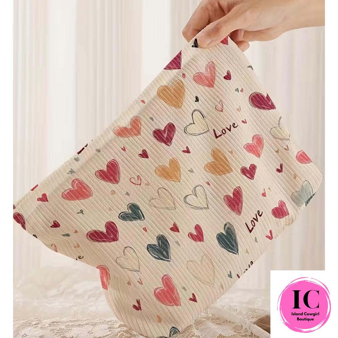 Heart Corduroy Make Up Bag