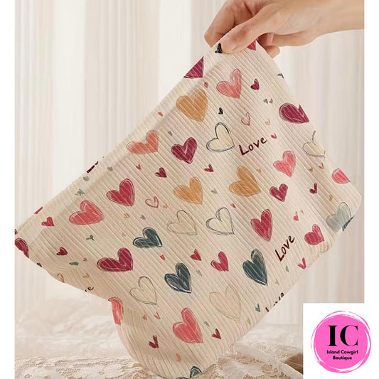 Heart Corduroy Make Up Bag