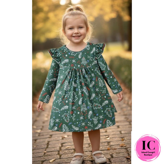 Green Holly Toddler Dress
