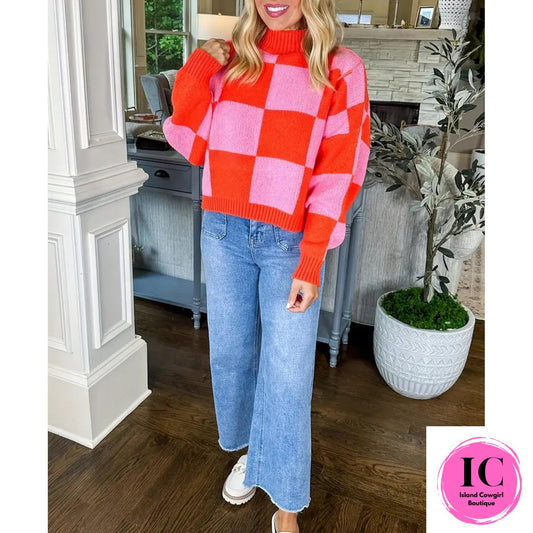 All About You Pink & Coral Striped Sweater