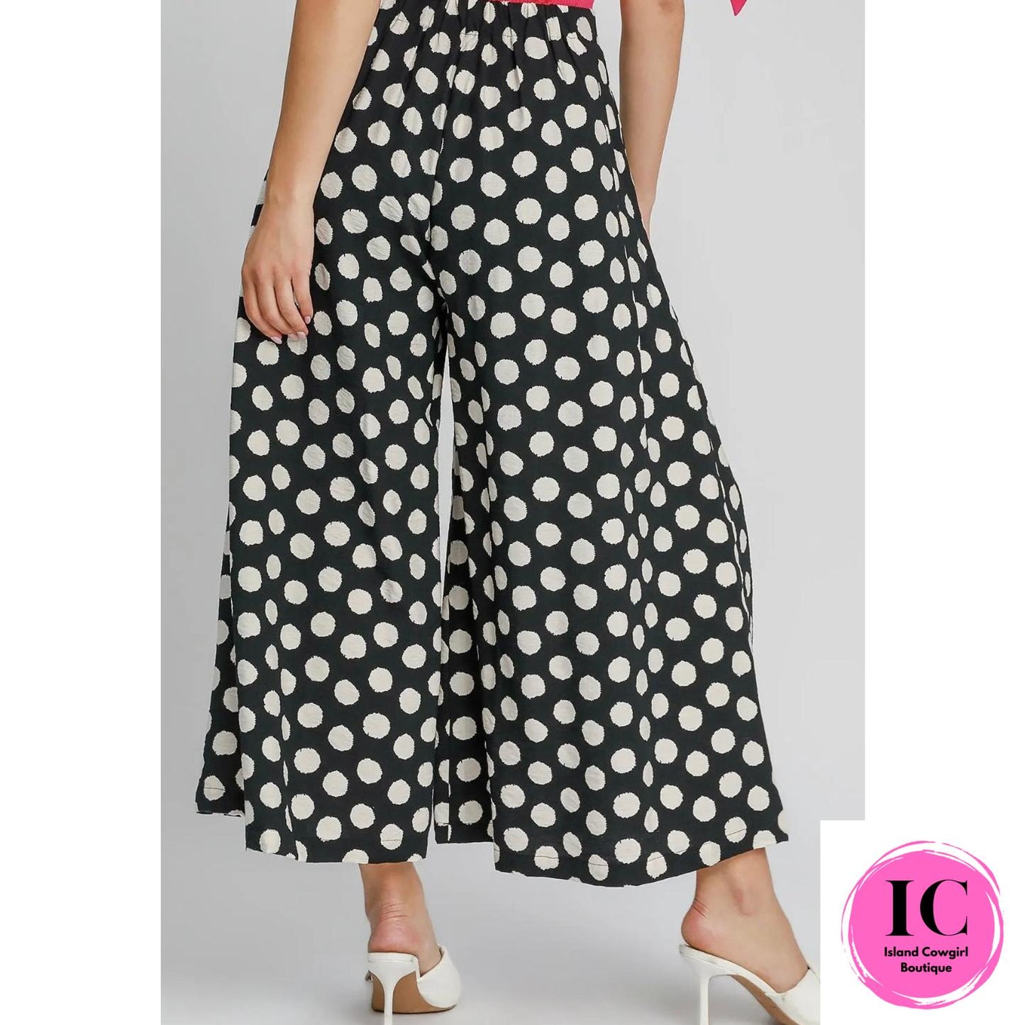 Polka Dot White & Black Wide Leg Pants