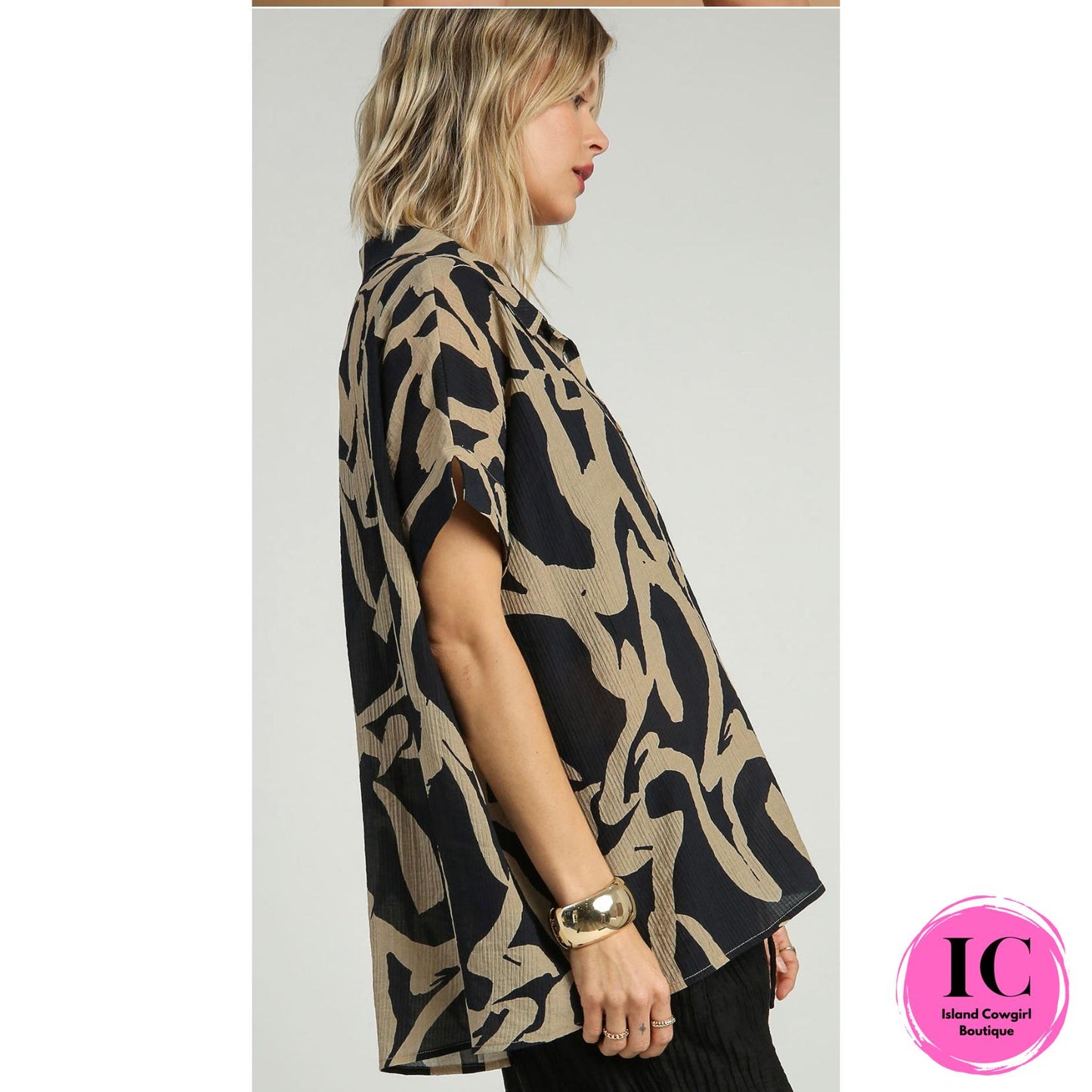 All For Love Black Abstract Blouse