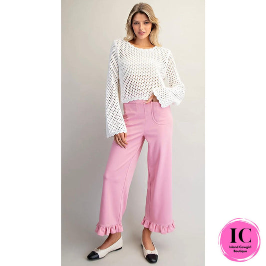 Make Your Day Pink Ruffled Pants