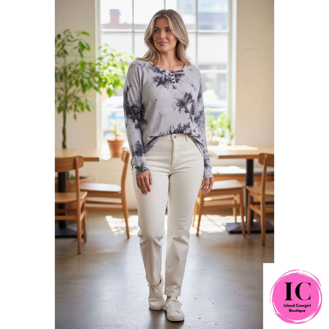 Curvy Girl Easy Like Sunday Black Tie Dye Top