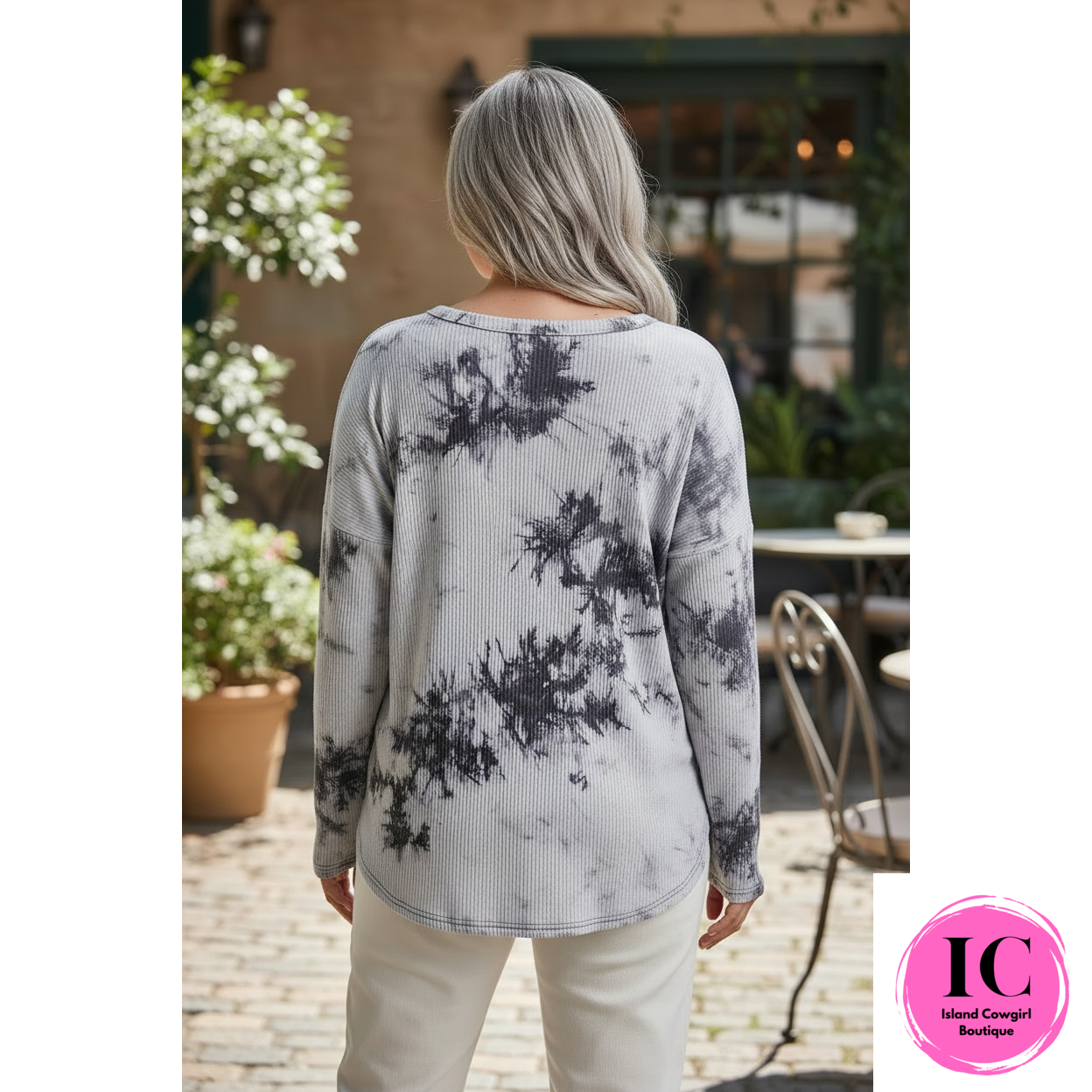 Curvy Girl Easy Like Sunday Black Tie Dye Top