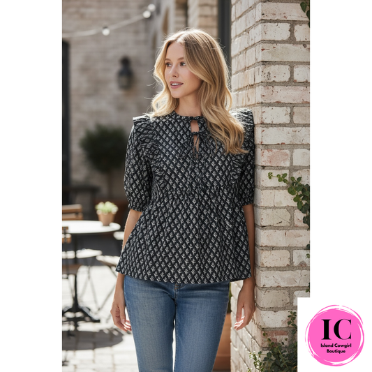 Can’t Miss This Black Abstract Blouse