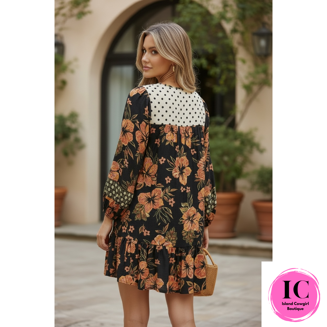 Falling for Florals Black Babydoll Dress