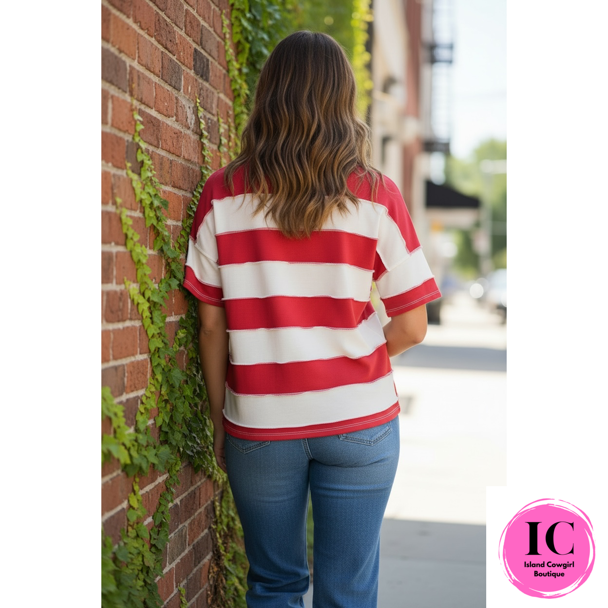 Missing You Here Red Striped Top