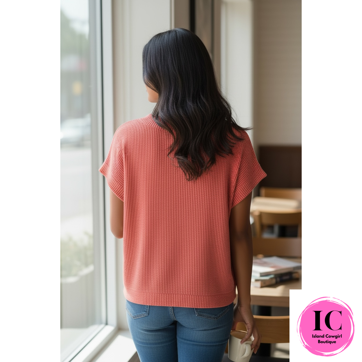 Catching On Red Ribbed Top