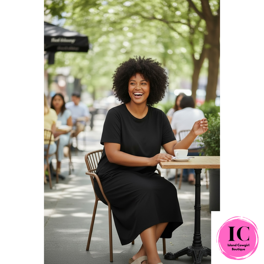 Curvy Girl Weekend Escape Black Midi Dress