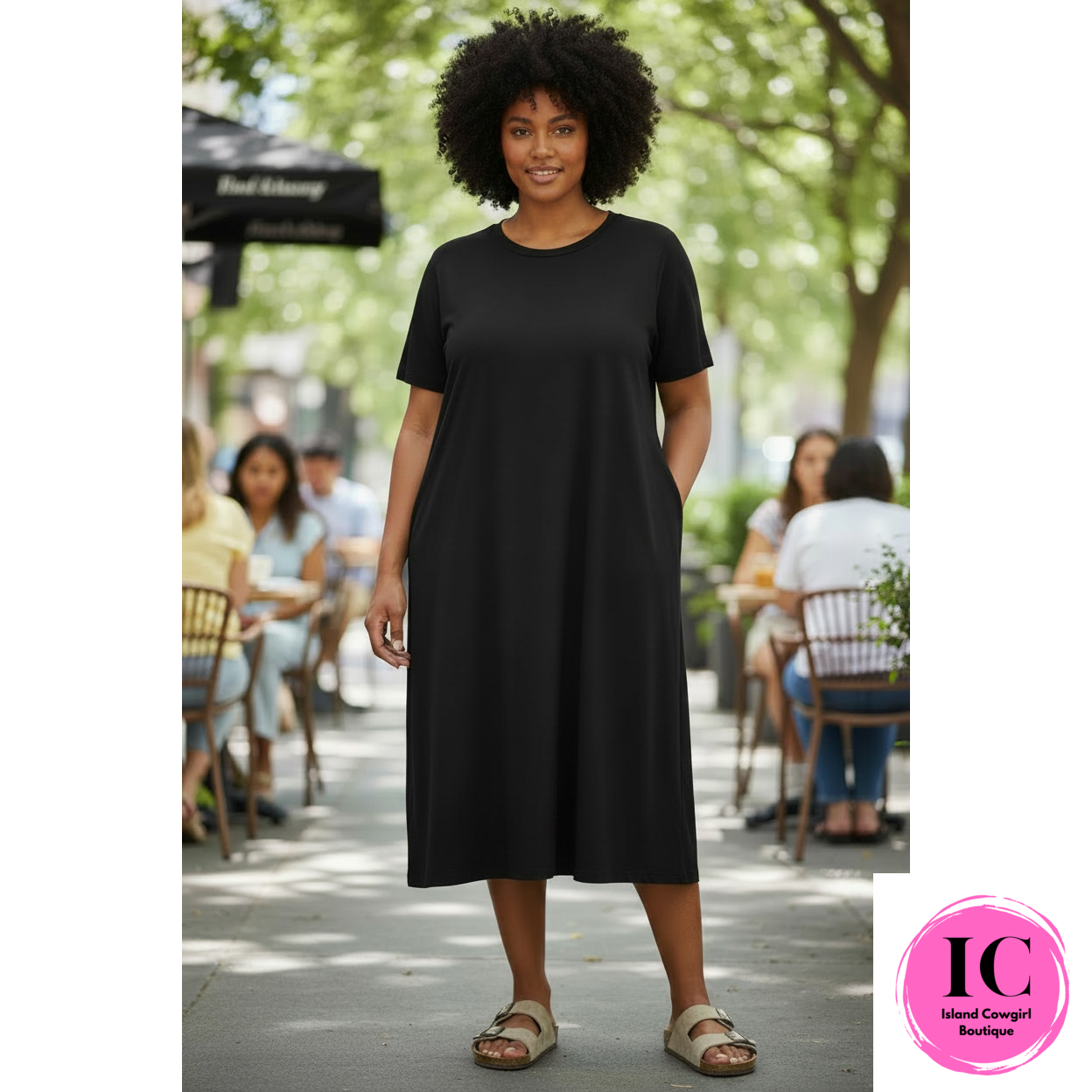 Curvy Girl Weekend Escape Black Midi Dress