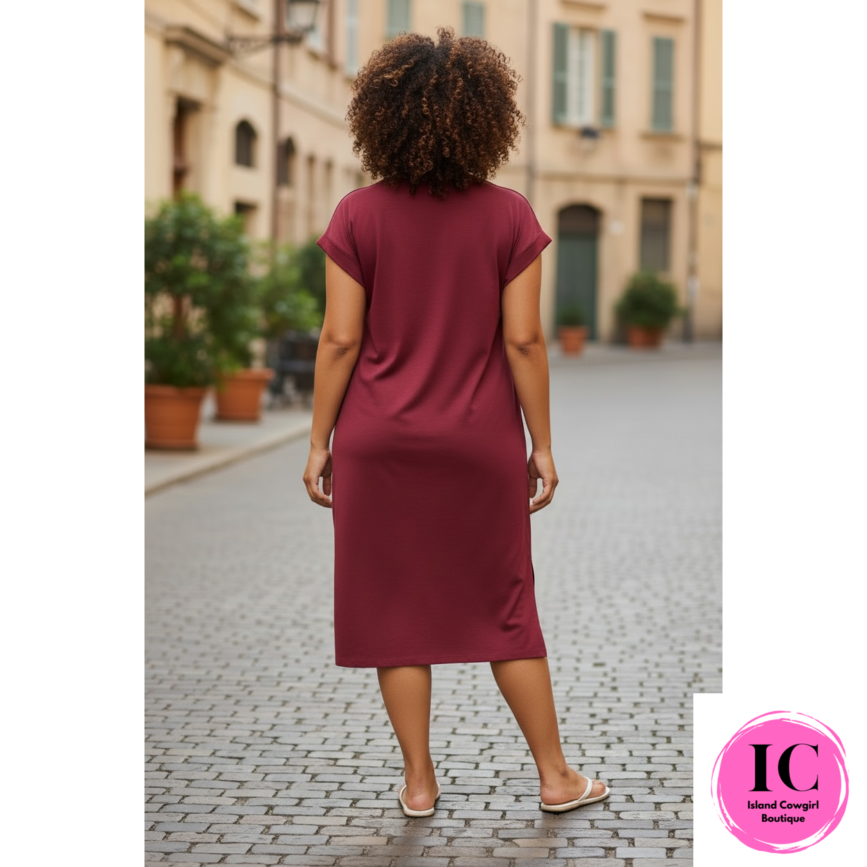Curvy Girl Weekend Escape Burgundy Midi Dress