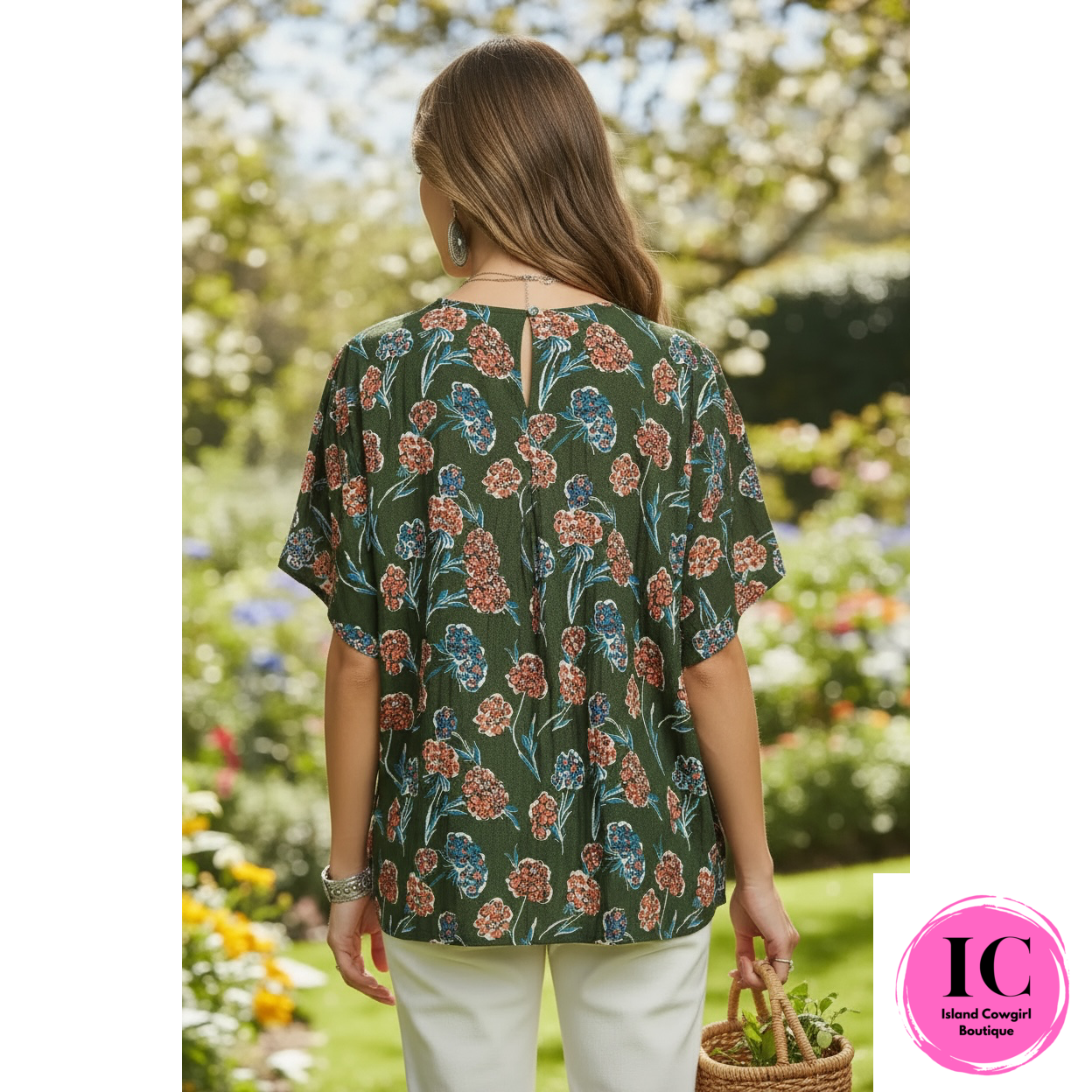Own The Day Green Floral Blouse
