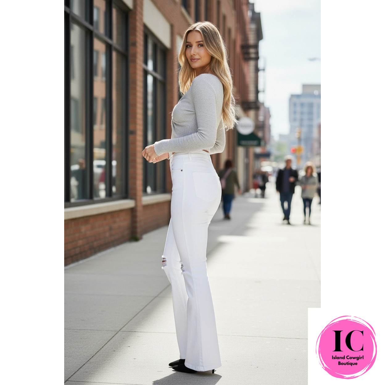 KanCan: High Rise White Flare Jeans