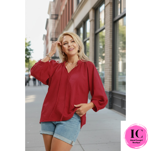 Curvy Girl Calling On You Burgundy Blouse