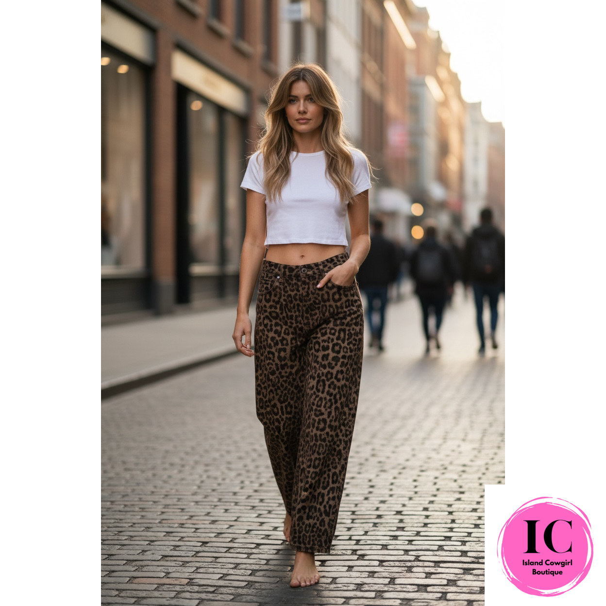 Wild and Free Leopard Barrel Jeans