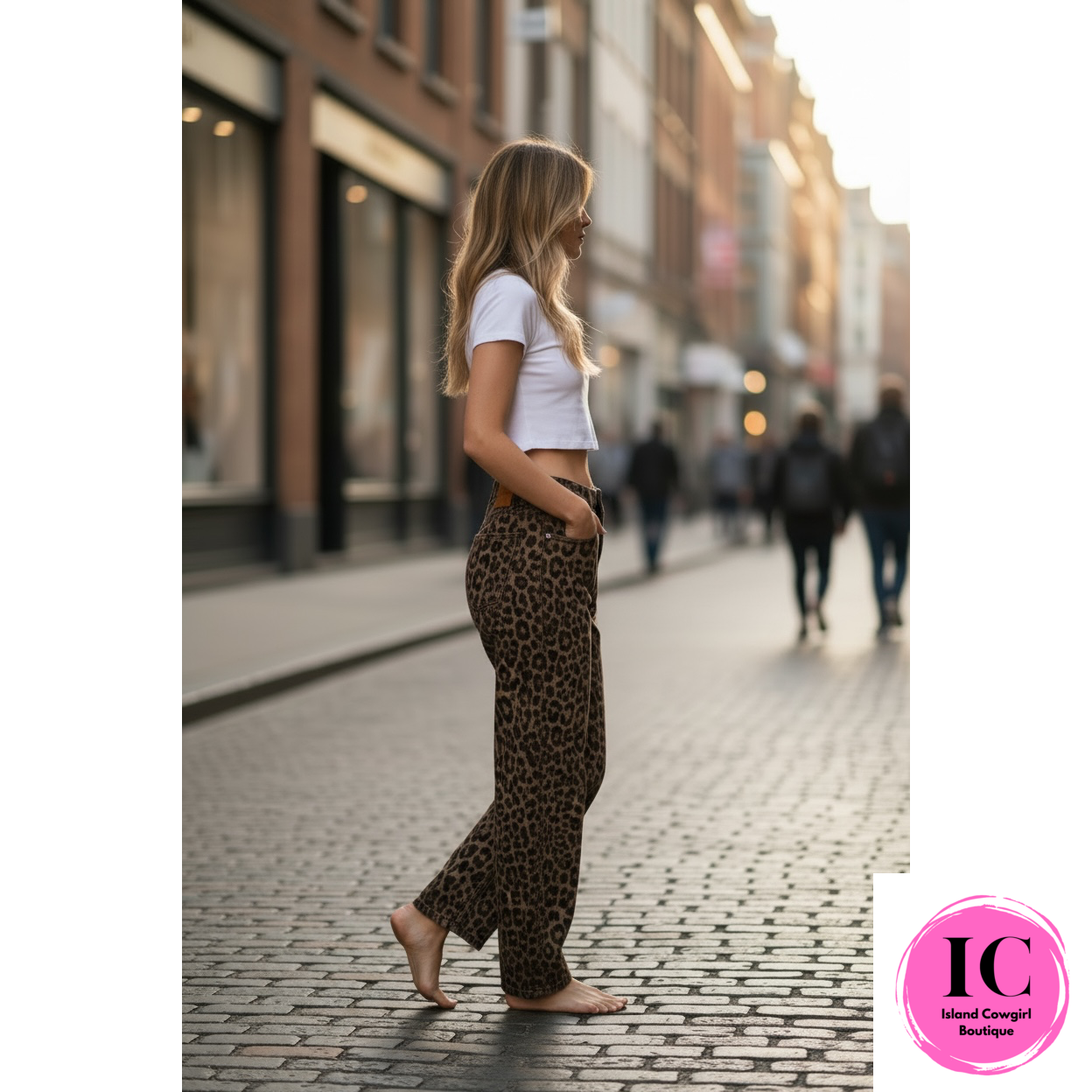 Wild and Free Leopard Barrel Jeans