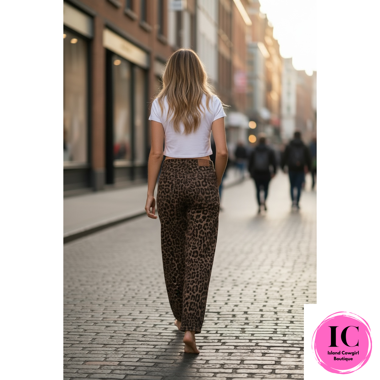 Wild and Free Leopard Barrel Jeans