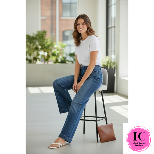 Big Dreams Wide Leg Pintuck Jeans