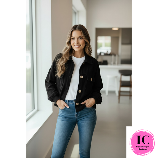 Cozy Days Black Cropped Jacket