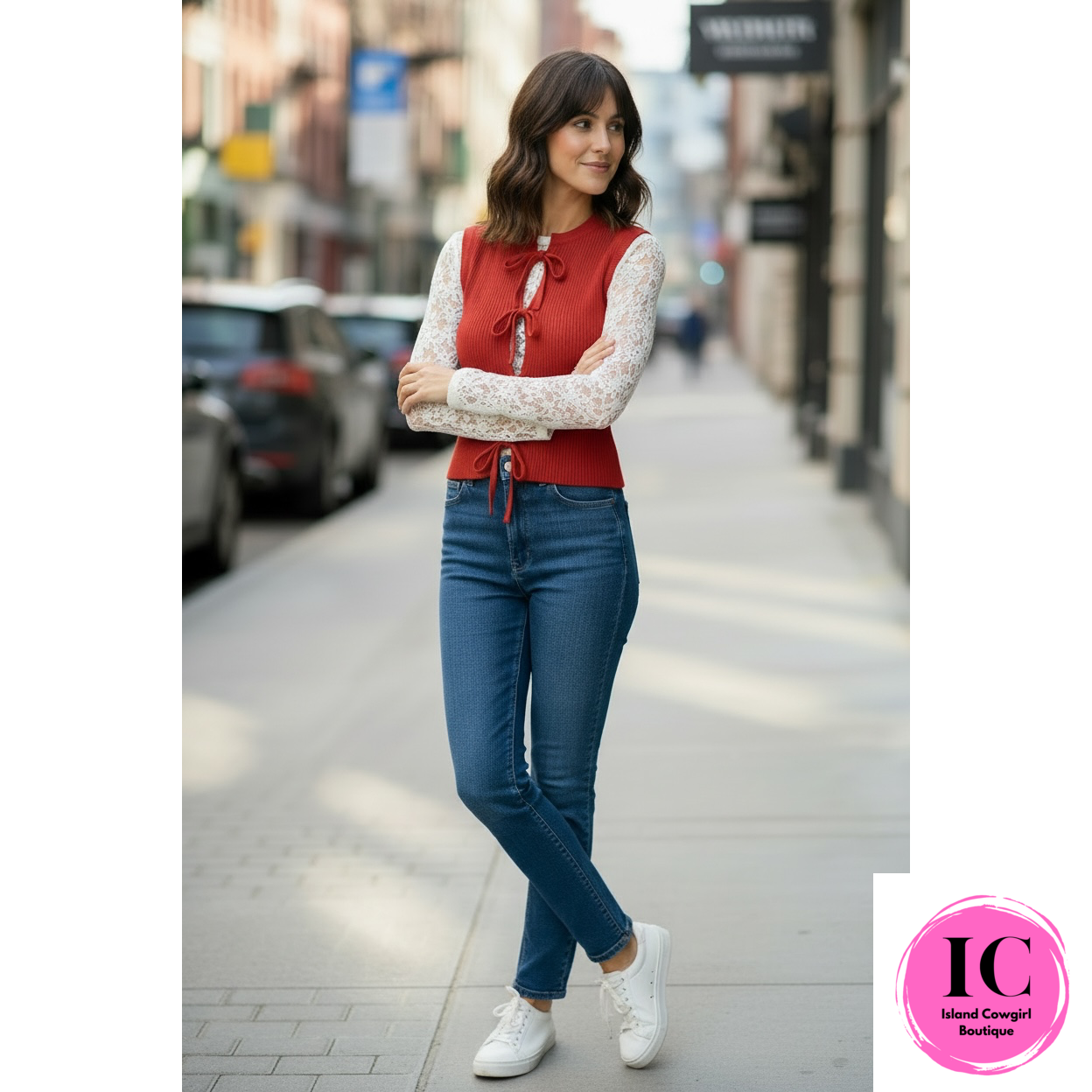Daily Wear Red Sleeveless Cardigan