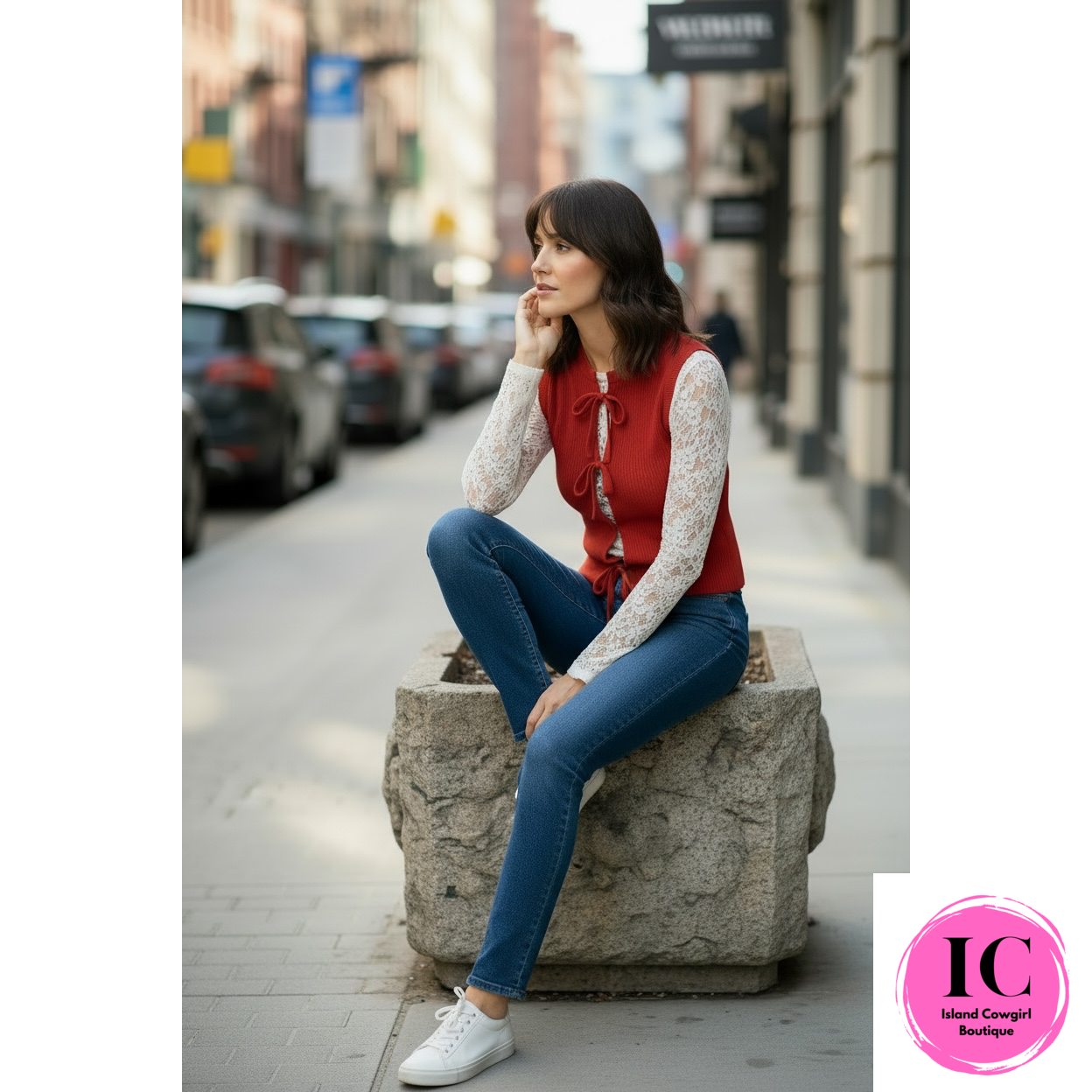 Daily Wear Red Sleeveless Cardigan