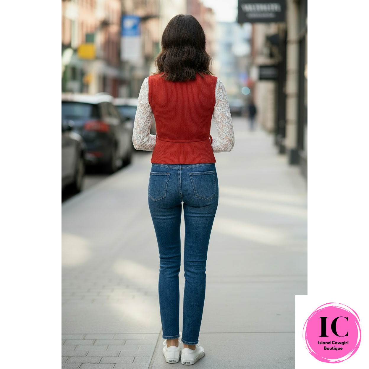 Daily Wear Red Sleeveless Cardigan