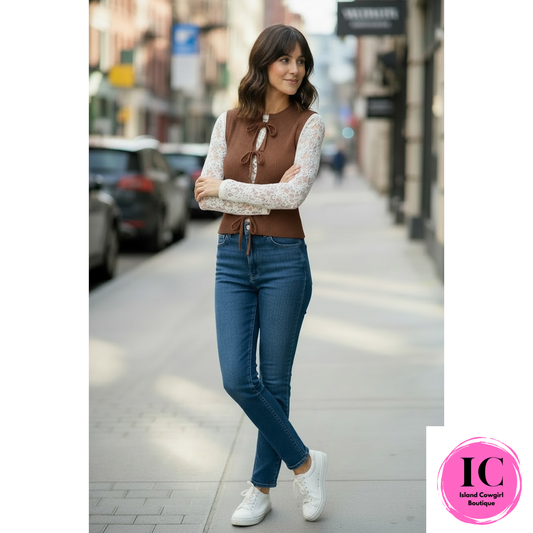 Daily Wear Brown Sleeveless Cardigan
