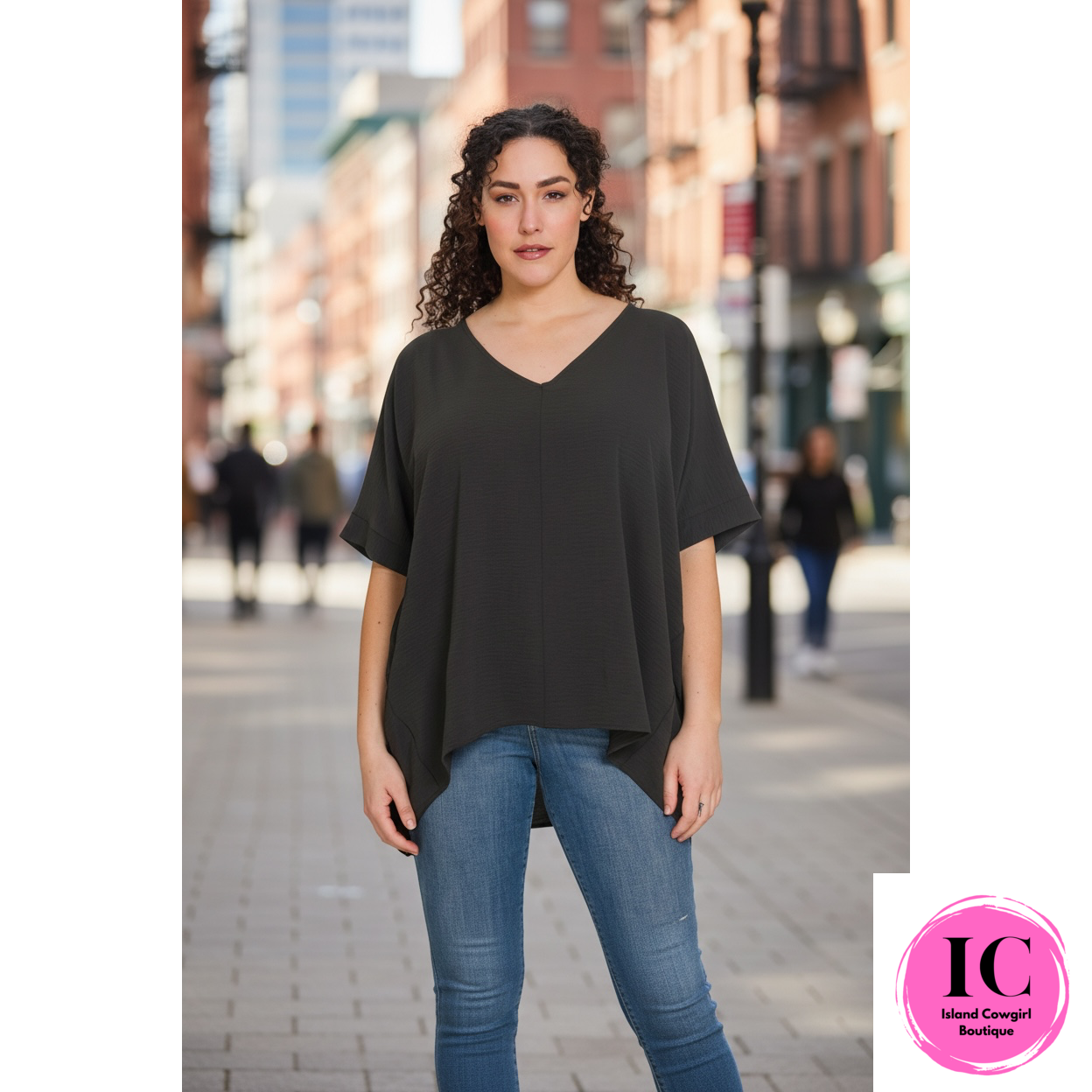 Curvy Girl Look At You Black Blouse