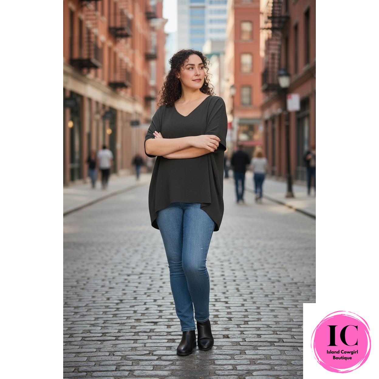 Curvy Girl Look At You Black Blouse