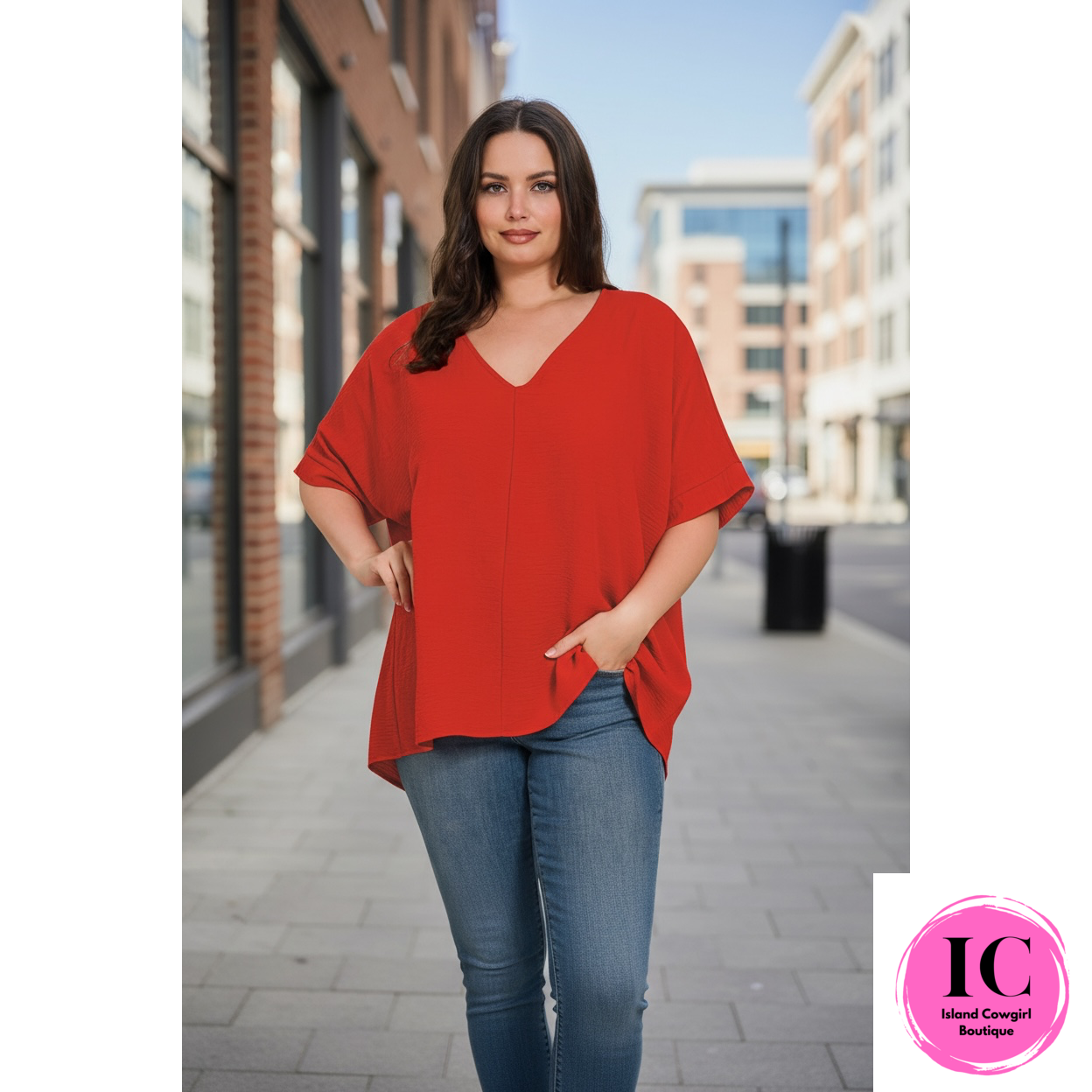 Curvy Girl Look At You Red Blouse