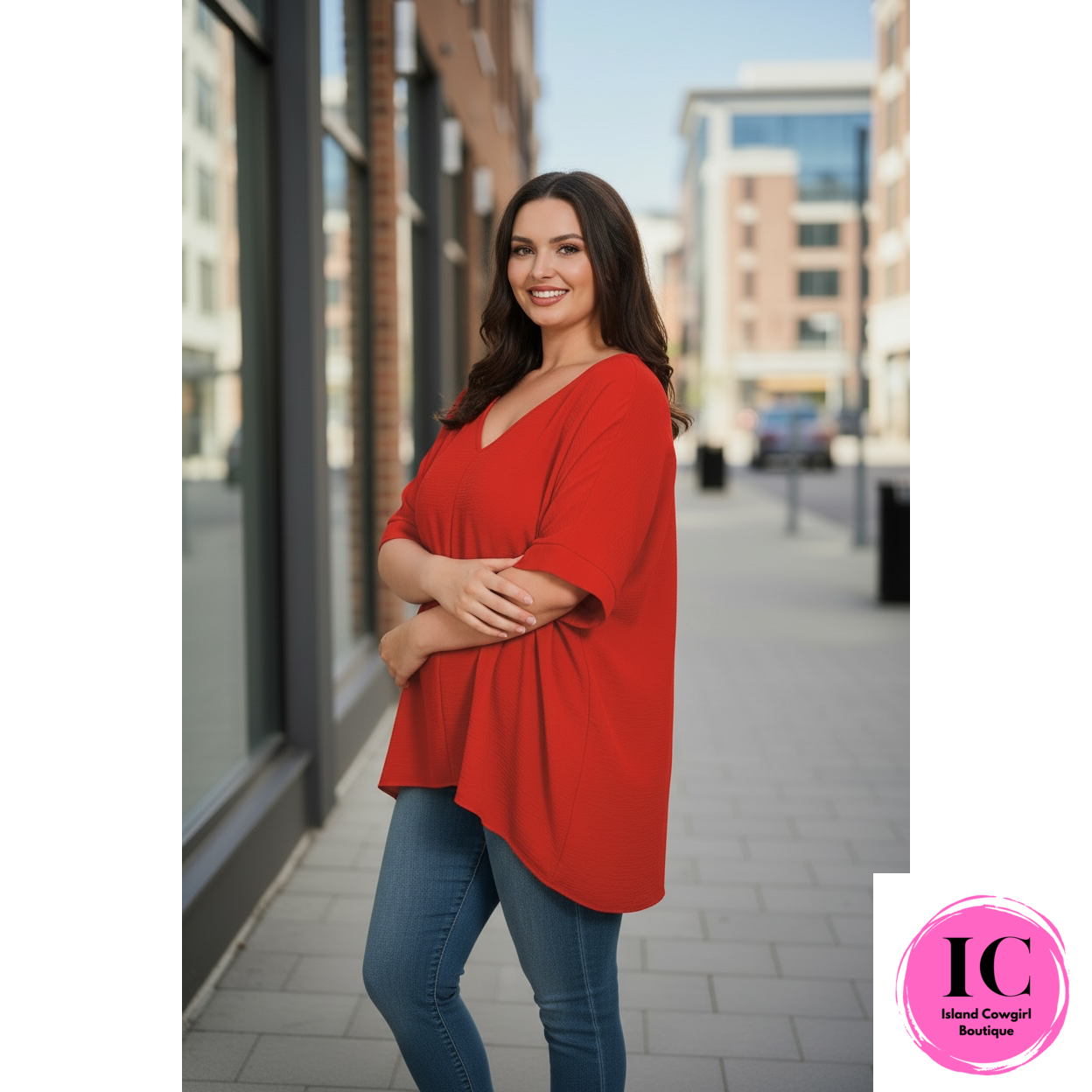 Curvy Girl Look At You Red Blouse