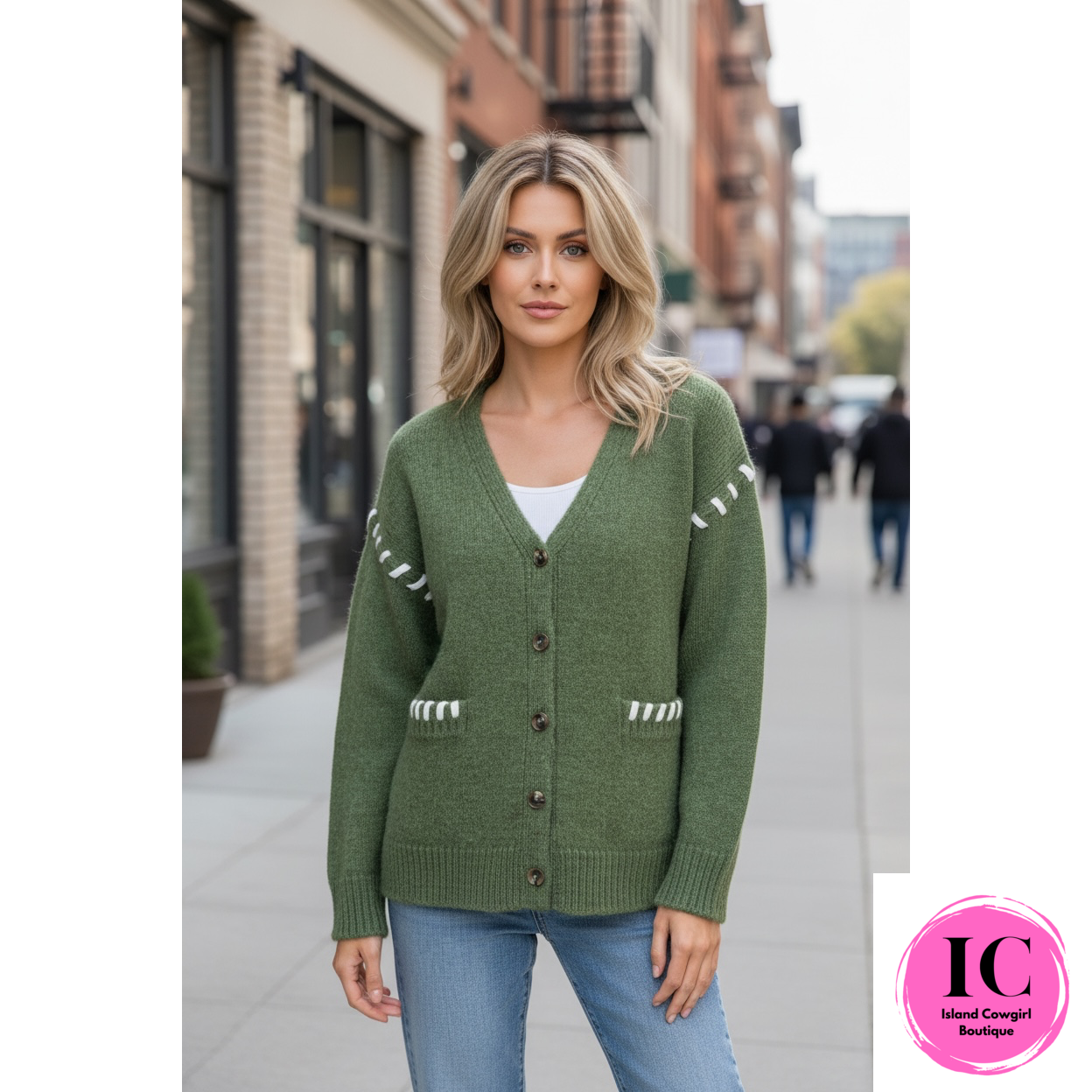 Cozy Haven Army Green Cardigan