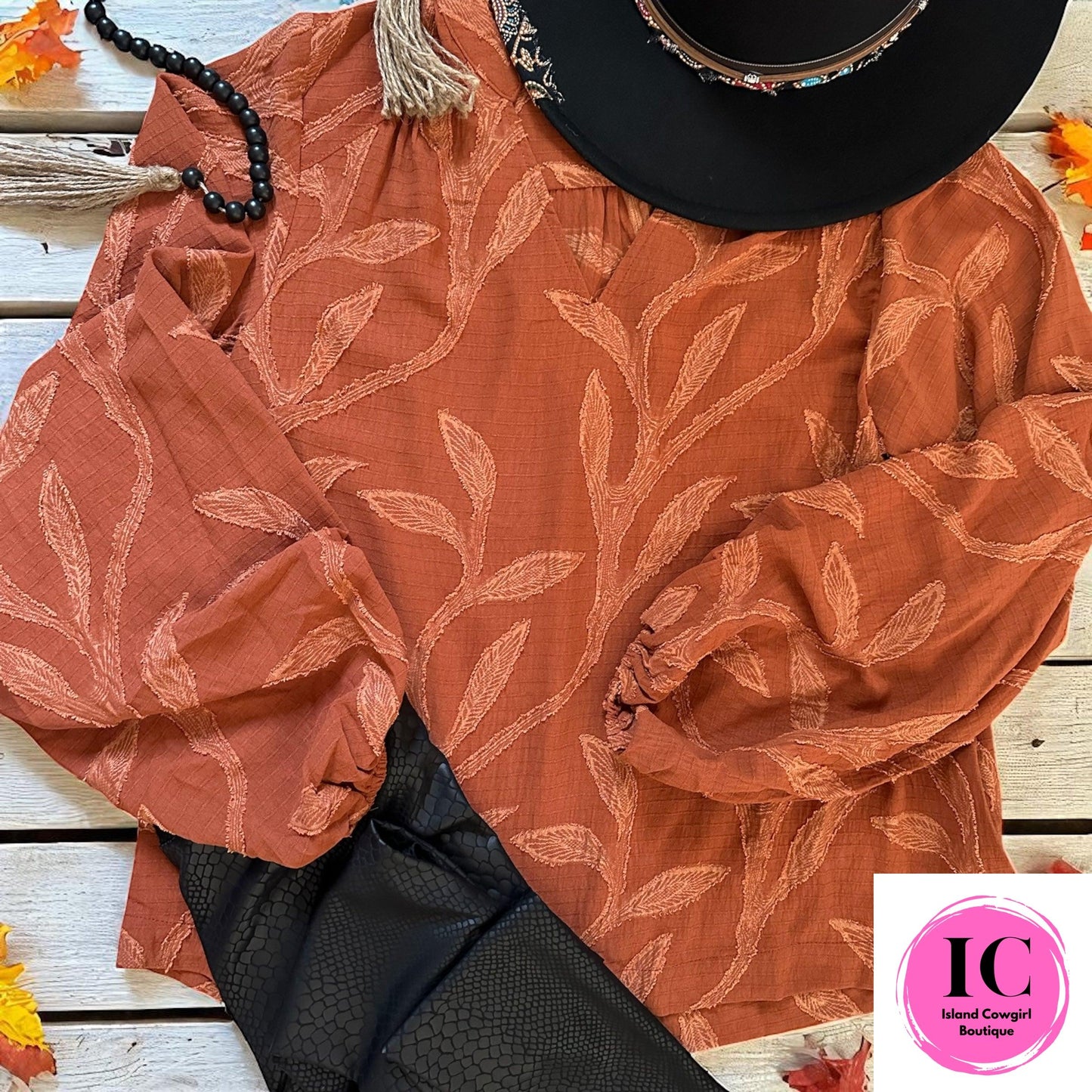 Believe What You See Rust Blouse