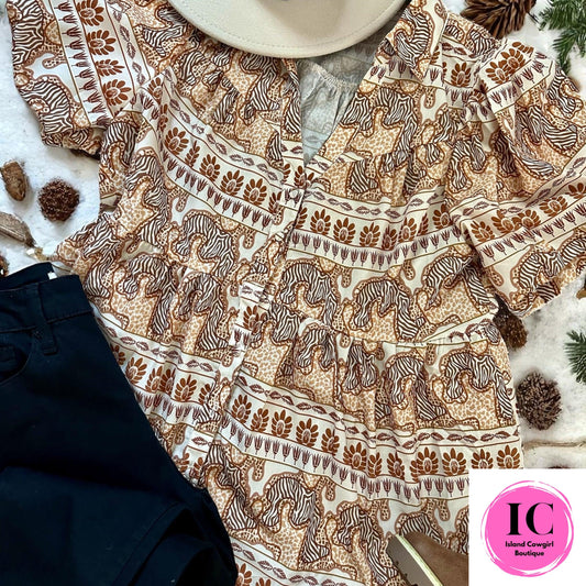 Love Life Taupe Babydoll Top